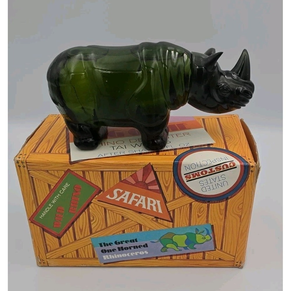 Vintage Avon Big Game Rhino Decanter After Shave New In Box 4fl Oz Tai Winds